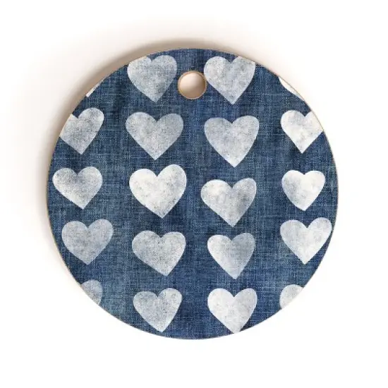 Schatzi Brown Heart Stamps Denim Cutting Board - Deny Designs image {4}