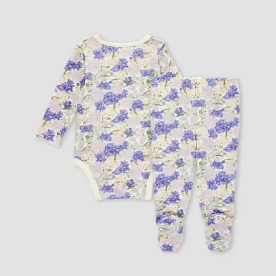 Burt's Bees Baby&reg; Girls' Floral Bundle Bodysuit & Footed Pant Set image {1}