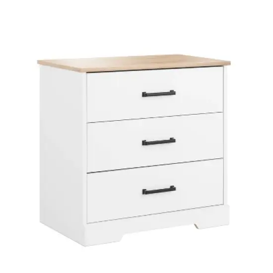 Prepac Rustic Ridge Farmhouse 3 Drawer Nightstand White/Oak image {1}