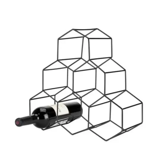 Viski Geo Gold Bottle Wine Rack, Honeycomb Design image {9}