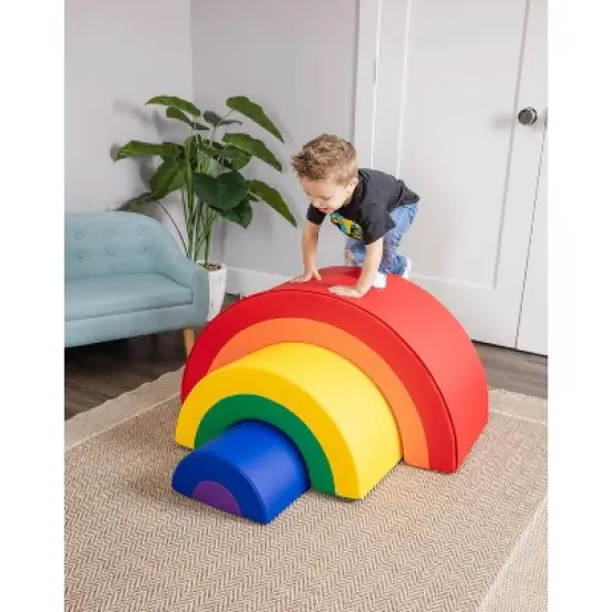 Bintiva Rainbow Arch Trio &ndash; 3-Piece Soft Play Climber Set with Vegan Leather and Dense Foam &ndash; Multisensory Gross Motor Toy image {1}