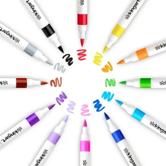 KINGART Acrylic Brush Tip Markers, 24 Colors image {6}
