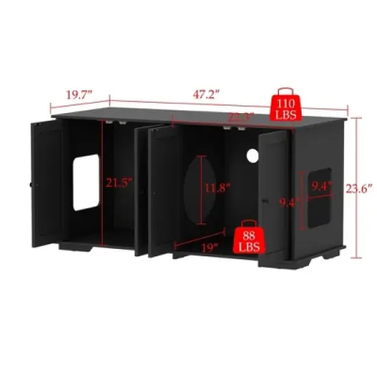 FUFU&GAGA Multi-functional Cat Cabinet, Ventilated and Breathable, Hidden Design, Creating Comfortable Space and Tidy Home for Cats image {7}