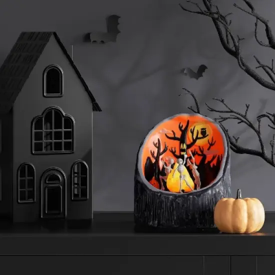 7" Light and Sound Dancing Skeletons Animation Halloween Decorative Prop Purple - Hyde and EEK! Boutique&trade; image {1}