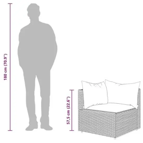 vidaXL 4 Piece Patio Lounge Set with Cushions - Weather Resistant Poly Rattan Furniture with Tempered Glass Tabletop & Comfortable Cushions - Brown image {11}