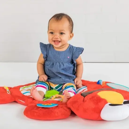 Bright Starts Sesame Street Tummy Time Elmo Prop Mat with 3 Detachable Newborn Toys and Multiple Textures and Flaps for Baby Gyms and Playmats image {4}