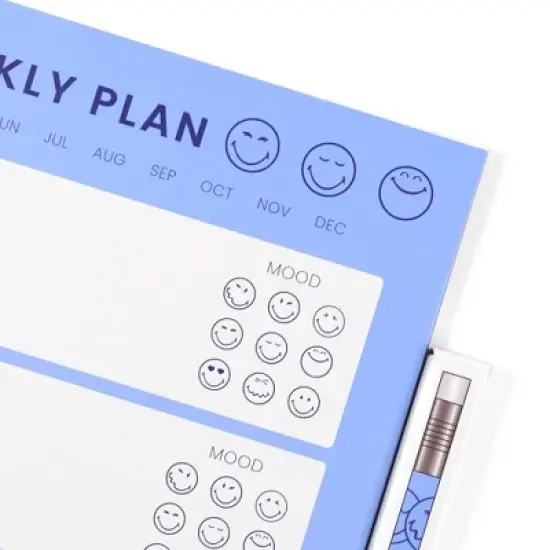 Yoobi SmileyWorld Undated Paper Set 7"x11" with Pencil Blue Smiley, School Supplies image {4}