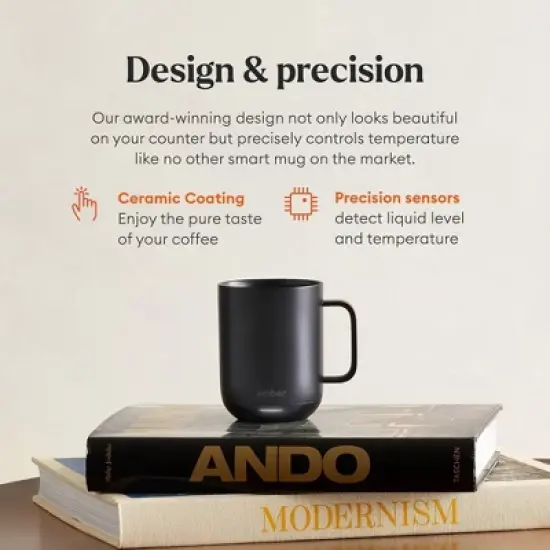 Ember Mug 2 10oz Temperature Control Smart Mug Rose Gold: Ceramic & Stainless Steel, Hand Wash, Includes Coaster image {3}