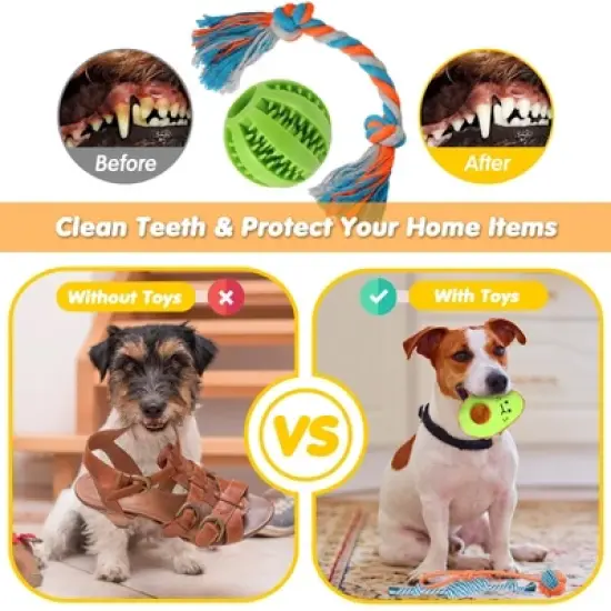 Itopfox 25 Pack Luxury Dog Chew Toys for Puppy, Rope Toys, Treat Ball and Squeaky Toys for Teething Small Dogs image {5}