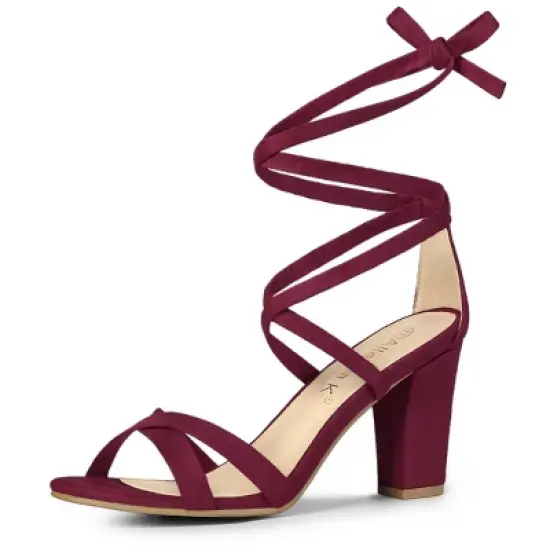 Allegra K Women's Lace Up High Block Heeled Sandals image {11}