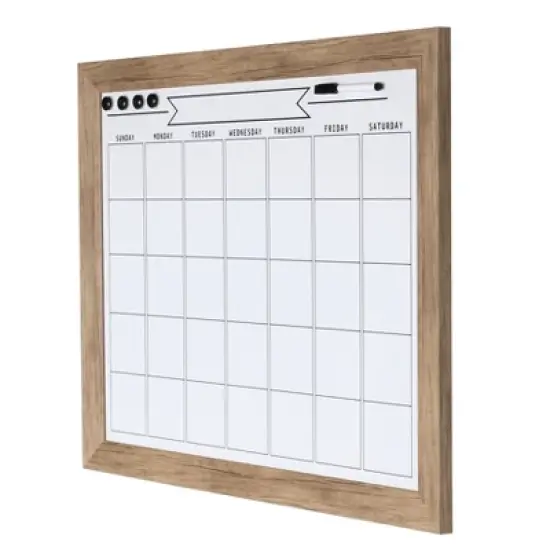 29" x 23" Beatrice Framed Magnetic Dry Erase Monthly Calendar Rustic Brown - DesignOvation image {1}