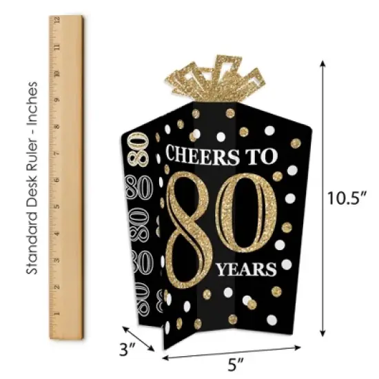 Big Dot of Happiness Adult 80th Birthday - Gold - Birthday Party Decor and Confetti - Terrific Table Centerpiece Kit - Set of 30 image {5}