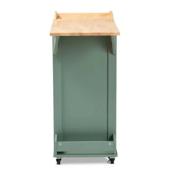 Dorthy Two-Tone Wood Kitchen Cart Green/Natural - Baxton Studio image {5}
