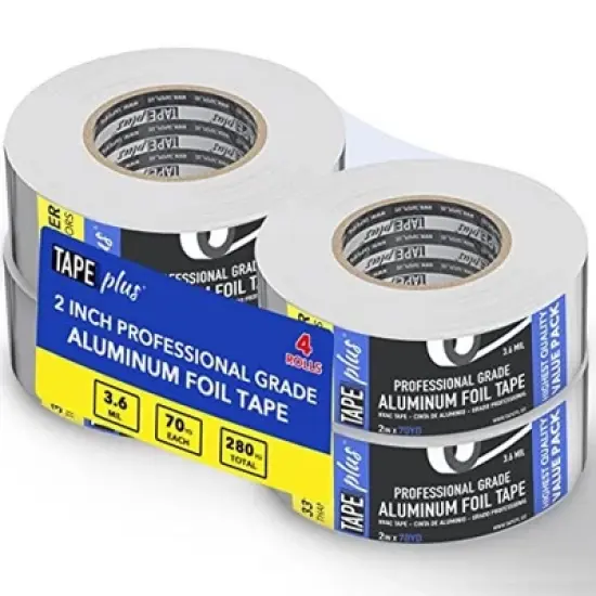 Impresa Professional Grade Aluminum Foil Tape - 4 Pack - 2 Inch by 210 Feet (70 Yards) 3.6 Mil Each Roll - High Temperature image {8}