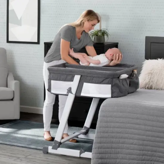 Delta Children Simmons Kids' By The Bed City Sleeper Bassinet for Twins - Gray image {2}