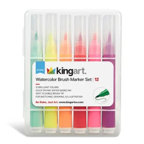 KINGART Brush Tip Markers 12 Colors image {1}