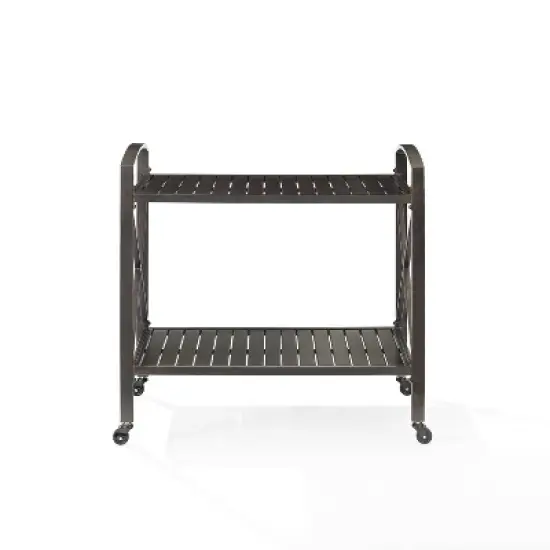 Kaplan Outdoor Steel Bar Cart Bronze - Crosley image {4}