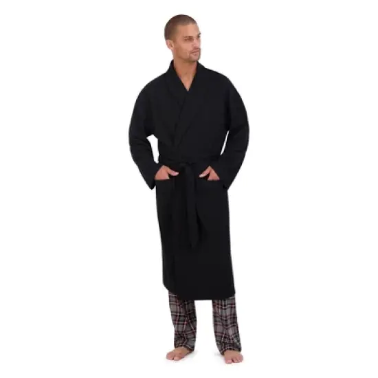 Hanes Premium Men's Solid Waffle Robe - One Size Fits Most image {1}
