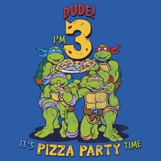 Toddler's Teenage Mutant Ninja Turtles Dude I'm 3 It's Pizza Party Time T-Shirt image {1}