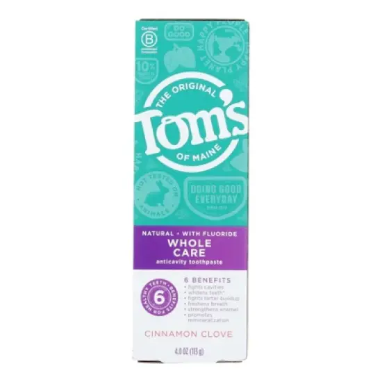 Tom's of Maine Cinnamon Clove Whole Care Anticavity Toothpaste - Case of 6/4 oz image {1}
