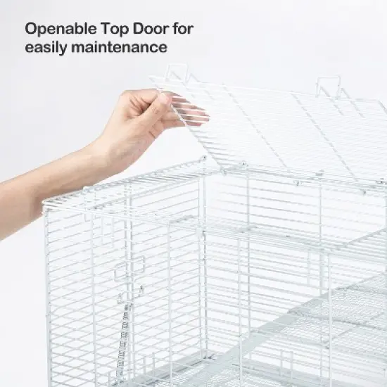 OIIBO 3 Tiers Large Hamster Cages Glass, Heightened Wire Topper with Two Shelf and Two Ladders Ramps, Openable Top, Easy to Clean Removeable image {1}