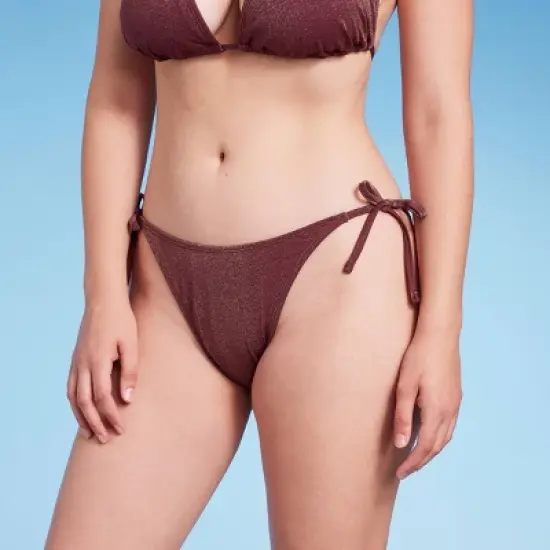 Women's Side-Tie High Leg Extra Cheeky Bikini Bottom - Wild Fable&trade; Brown image {3}