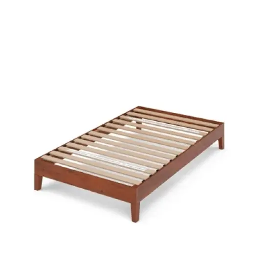 12" Wen Deluxe Wood Platform Bed Frame Cherry - Zinus image {4}