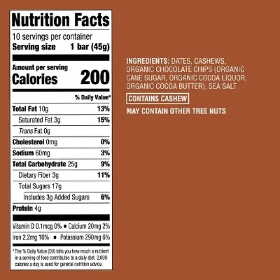 Date and nut Bars Chocolate Chip Cookie Dough - 16oz/10ct - Good & Gather&trade; image {4}