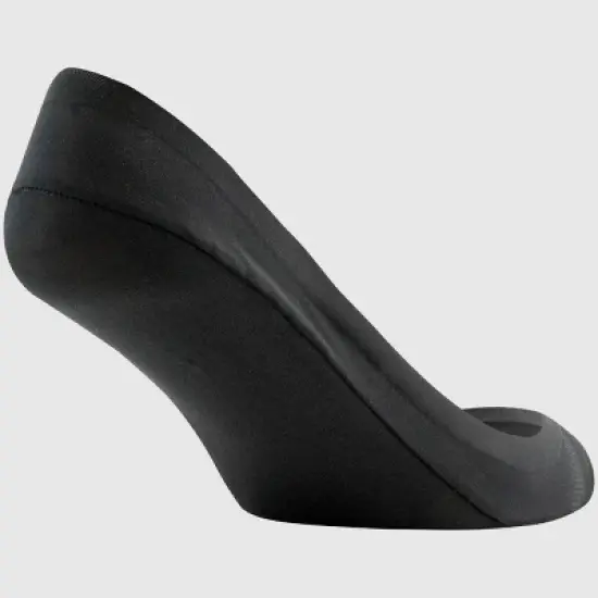 Peds Women's 2pk V Neck Super Low Cut Liner Socks - Black/Nude 5-10: Nylon Spandex Knit, Hidden Gel Heel Grip image {3}
