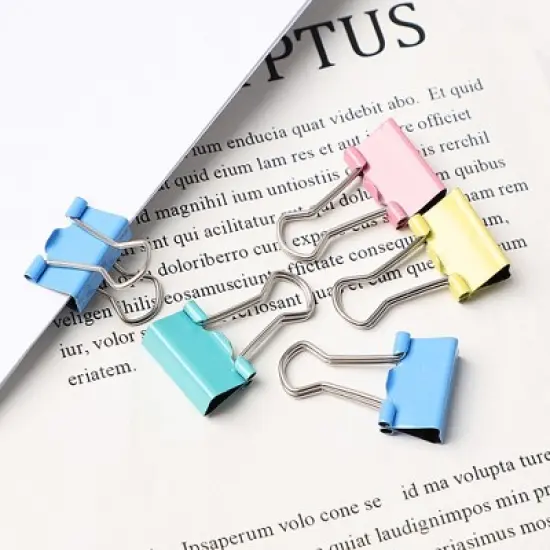 Unique Bargains Office Paper Document Metal Bookbinding Clamp Binder Clips Pink/Teal/Blue/Yellow 60 Pcs image {2}