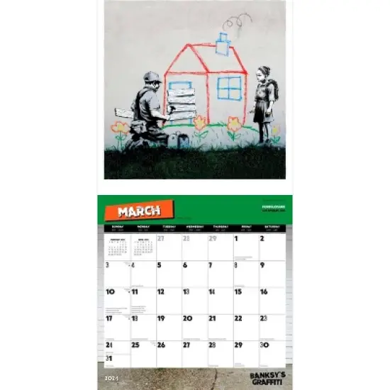 Browntrout 2024 Wall Calendar 12"x12" Banksy's Graffiti image {2}