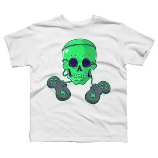 Boy's Design By Humans Halloween Skeleton Skull Crossbones Video Gamer By TaiHan T-Shirt image {6}