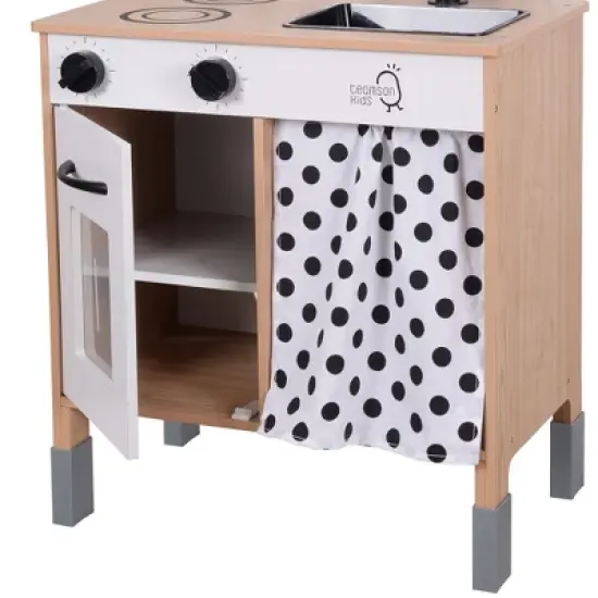 Teamson Kids Little Chef Philly Modern Wooden Kitchen Playset, White/Natural image {6}