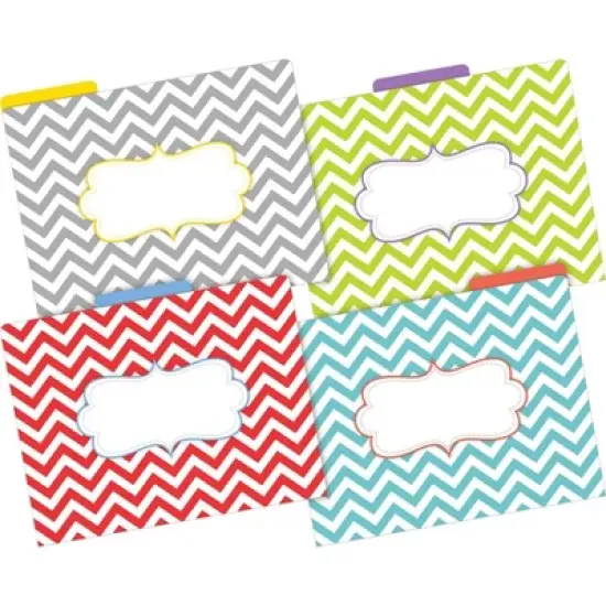 Barker Creek Beautiful Chevron 14pt Letter-Size File Folders Multi-Design Set 24 per Set: Top Tab, 50 Sheet Capacity, Multicolored image {1}