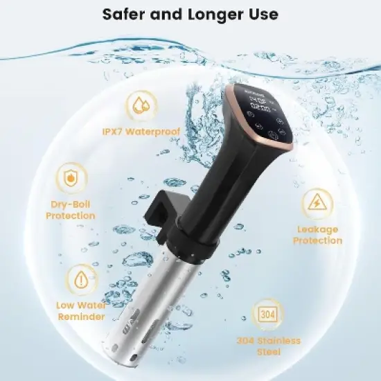 Blitzhome Smart Sous Vide Precision Cooker - 1100W Ultra-Quiet, Waterproof, 12L Capacity image {3}