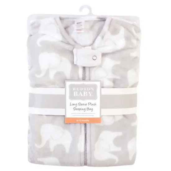 Hudson Baby Infant Plush Sleeping Bag, Sack, Blanket, Gray Elephant image {1}
