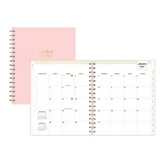 Day Designer 2024 Planner 7"x9" Weekly/Monthly Faux Leather Blush image {3}