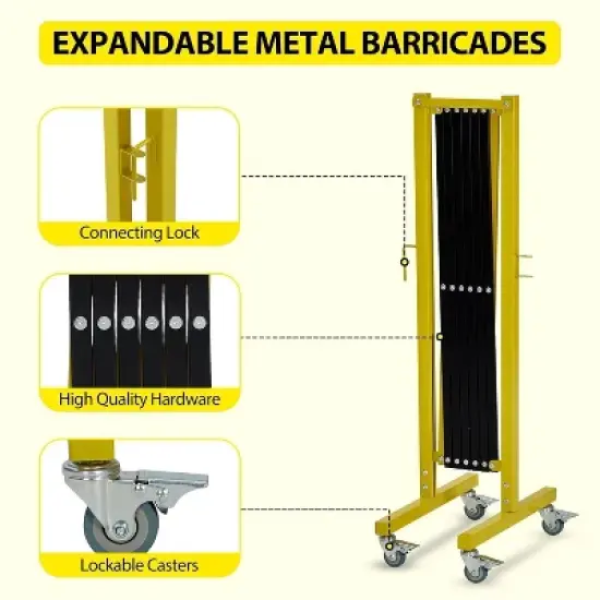Metal Expandable Barricade，Retractable Traffic Fence With Casters, Portable Barricade Gate for Construction Area, Traffic Control, Cordon image {1}