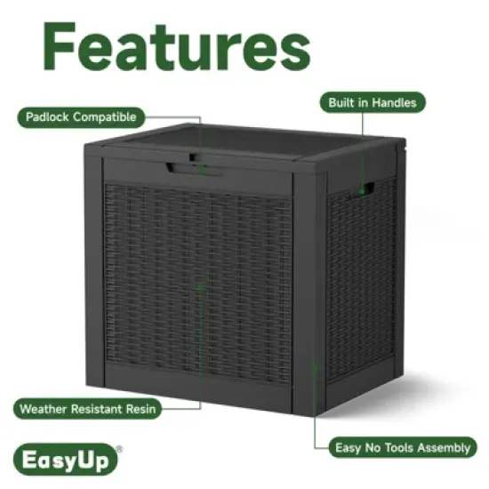 Chic Crate - StormForce Compact 30Gal Deck Box - Waterproof Nano-Resin w/ SecureLatch Pro & SpaceSaver Design - Patio Furniture/Kids Toys Storage image {4}