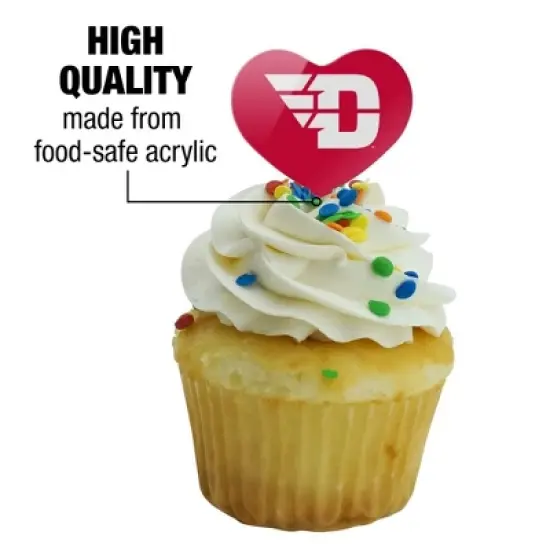 NCAA University of Dayton Flyers Logo Heart Love Cupcake Picks Toppers Decoration Set of 6 image {2}