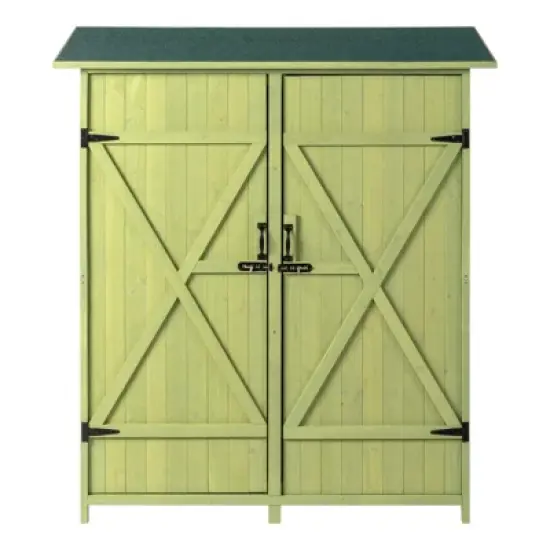 Karl Home 55''W X 63''H Green Solid Wood Outdoor Storage Shed image {6}