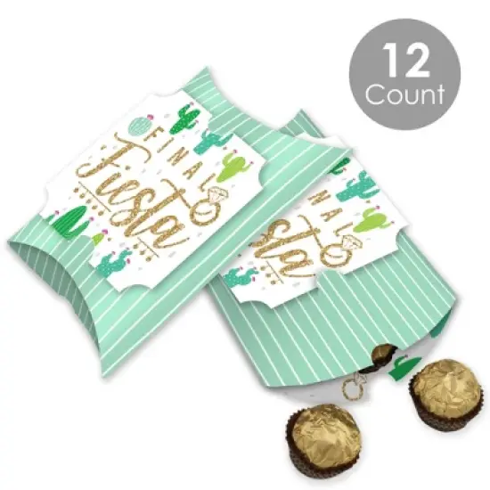 Big Dot of Happiness Final Fiesta - Favor Gift Boxes - Last Fiesta Bachelorette Party Large Pillow Boxes - Set of 12 image {1}