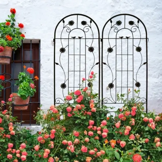 JUJABU 2 Pack Metal Garden Trellis 86.7" x 19.7"  for Climbing Plants Outdoor Flower Support image {2}