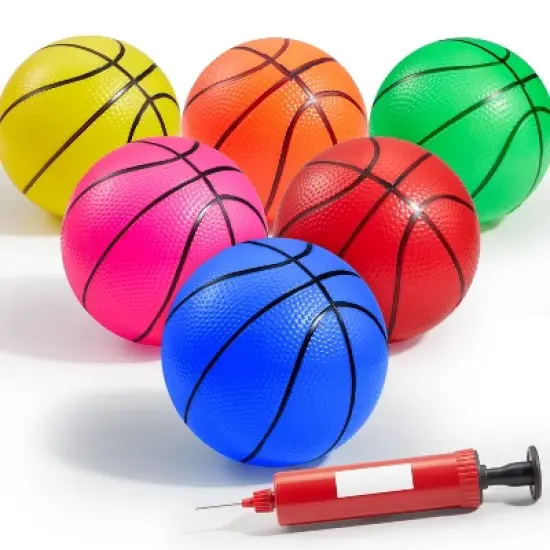 6 PCS Colorful Toddlers Basketballs for Kids Age 1-8, 5" Mini Basketballs Small Inflatable Rubber Sports Toy Ball Little Boy Girl Birthday Xmas Gift image {8}