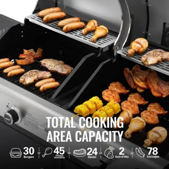 RoyalGourmet 2-Burner Gas and Charcoal Combo Grill ZH3002NTG Silver/Black image {3}