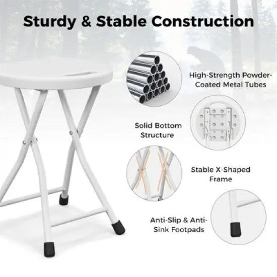 Tangkula 4PCS 18"H Folding Stool Portable & Foldable Camping Chair w/ Carrying Handle image {6}
