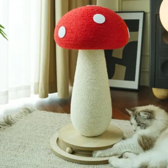 Vertical cat tree, mushroom-shaped cat tree, cat scratching post,equipped with a stable base and durable sisal rope cat scratching board. image {3}