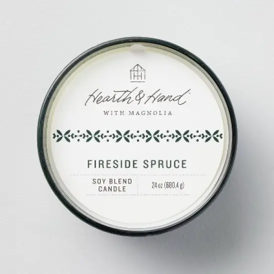 Textured Glass Fireside Spruce Jar Christmas Candle Green 24oz - Hearth & Hand&trade; with Magnolia image {2}