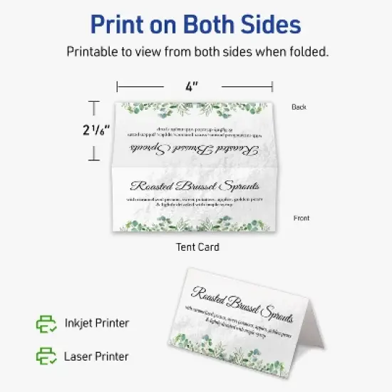 Avery Printable Tent Cards, 2-1/6" x 4", Glossy White, 200ct image {5}