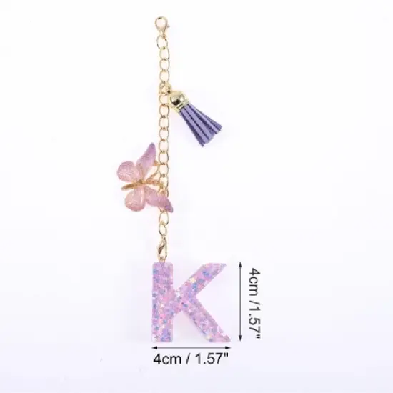 Unique Bargains Star Sequin Letter K Butterfly Tassel Water Cup Pendant Purple 1 Pc image {1}